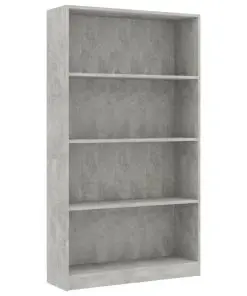 vidaXL 4-Tier Book Cabinet Concrete Grey 80x24x142 cm Chipboard