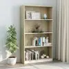 vidaXL 4-Tier Book Cabinet White and Sonoma Oak 80x24x142 cm Chipboard