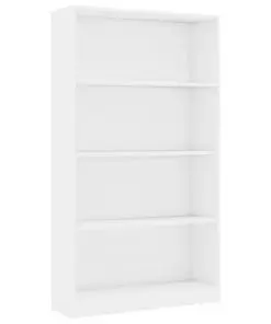 vidaXL 4-Tier Book Cabinet High Gloss White 80x24x142 cm Chipboard