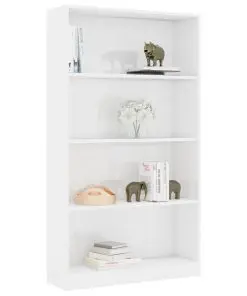 vidaXL 4-Tier Book Cabinet High Gloss White 80x24x142 cm Chipboard