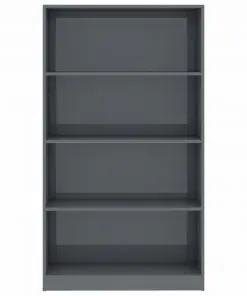vidaXL 4-Tier Book Cabinet High Gloss Grey 80x24x142 cm Chipboard
