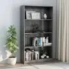 vidaXL 4-Tier Book Cabinet High Gloss Grey 80x24x142 cm Chipboard
