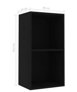 vidaXL 2-Tier Book Cabinet Black 40x30x76.5 cm Chipboard