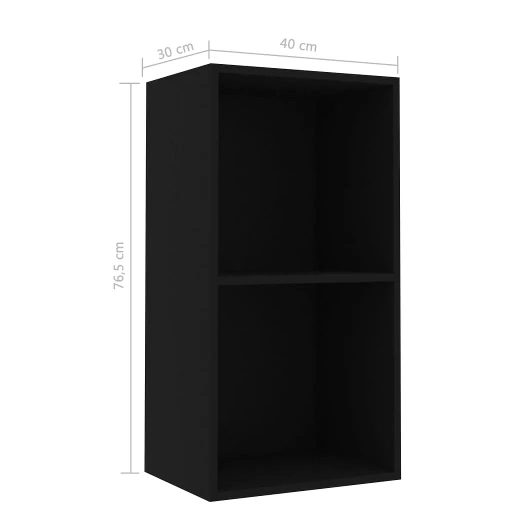 vidaXL 2-Tier Book Cabinet Black 40x30x76.5 cm Chipboard