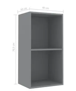 vidaXL 2-Tier Book Cabinet Grey 40x30x76.5 cm Chipboard