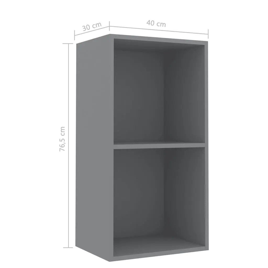 vidaXL 2-Tier Book Cabinet Grey 40x30x76.5 cm Chipboard