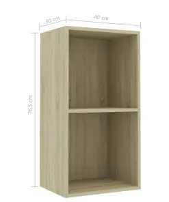 vidaXL 2-Tier Book Cabinet Sonoma Oak 40x30x76.5 cm Chipboard