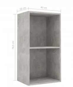 vidaXL 2-Tier Book Cabinet Concrete Grey 40x30x76.5 cm Chipboard