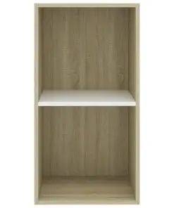 vidaXL 2-Tier Book Cabinet White and Sonoma Oak 40x30x76.5 cm Chipboard