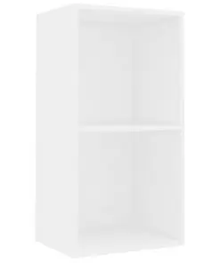 vidaXL 2-Tier Book Cabinet High Gloss White 40x30x76.5 cm Chipboard