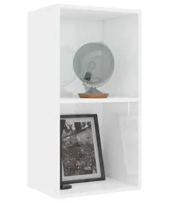 vidaXL 2-Tier Book Cabinet High Gloss White 40x30x76.5 cm Chipboard