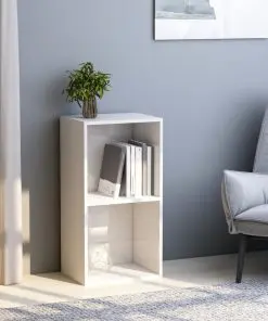 vidaXL 2-Tier Book Cabinet High Gloss White 40x30x76.5 cm Chipboard