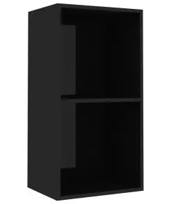 vidaXL 2-Tier Book Cabinet High Gloss Black 40x30x76.5 cm Chipboard