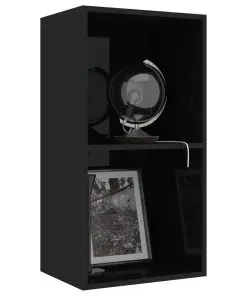 vidaXL 2-Tier Book Cabinet High Gloss Black 40x30x76.5 cm Chipboard