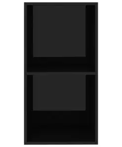 vidaXL 2-Tier Book Cabinet High Gloss Black 40x30x76.5 cm Chipboard