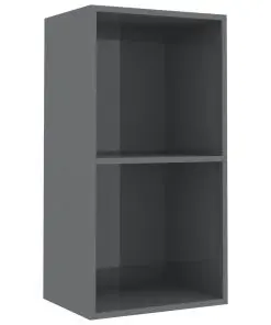 vidaXL 2-Tier Book Cabinet High Gloss Grey 40x30x76.5 cm Chipboard