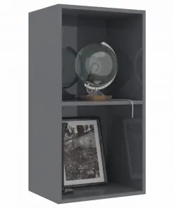 vidaXL 2-Tier Book Cabinet High Gloss Grey 40x30x76.5 cm Chipboard