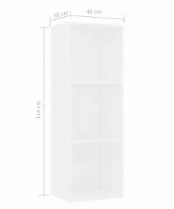 vidaXL 3-Tier Book Cabinet White 40x30x114 cm Chipboard