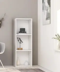 vidaXL 3-Tier Book Cabinet White 40x30x114 cm Chipboard