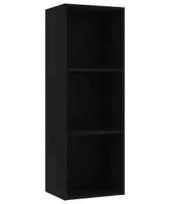 vidaXL 3-Tier Book Cabinet Black 40x30x114 cm Chipboard