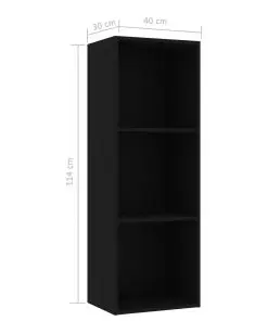 vidaXL 3-Tier Book Cabinet Black 40x30x114 cm Chipboard
