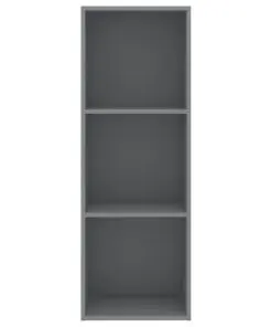 vidaXL 3-Tier Book Cabinet Grey 40x30x114 cm Chipboard