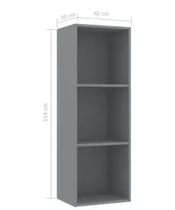 vidaXL 3-Tier Book Cabinet Grey 40x30x114 cm Chipboard
