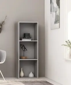 vidaXL 3-Tier Book Cabinet Grey 40x30x114 cm Chipboard