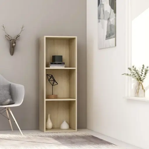 vidaXL 3-Tier Book Cabinet Sonoma Oak 40x30x114 cm Chipboard