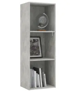 vidaXL 3-Tier Book Cabinet Concrete Grey 40x30x114 cm Chipboard