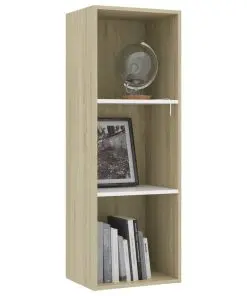 vidaXL 3-Tier Book Cabinet White and Sonoma Oak 40x30x114 cm Chipboard