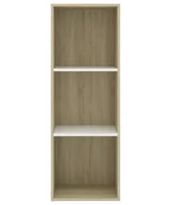 vidaXL 3-Tier Book Cabinet White and Sonoma Oak 40x30x114 cm Chipboard