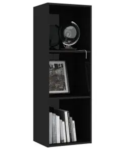 vidaXL 3-Tier Book Cabinet High Gloss Black 40x30x114 cm Chipboard