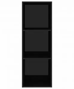 vidaXL 3-Tier Book Cabinet High Gloss Black 40x30x114 cm Chipboard