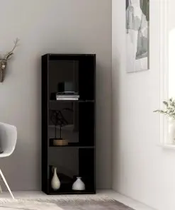 vidaXL 3-Tier Book Cabinet High Gloss Black 40x30x114 cm Chipboard