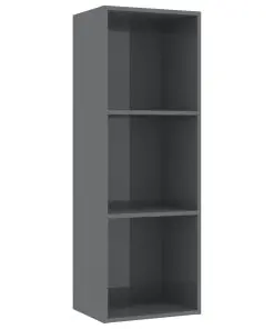 vidaXL 3-Tier Book Cabinet High Gloss Grey 40x30x114 cm Chipboard