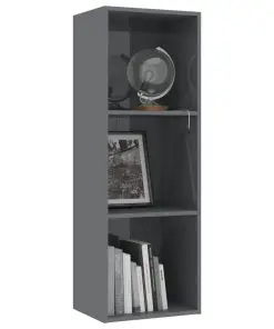 vidaXL 3-Tier Book Cabinet High Gloss Grey 40x30x114 cm Chipboard