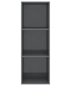 vidaXL 3-Tier Book Cabinet High Gloss Grey 40x30x114 cm Chipboard