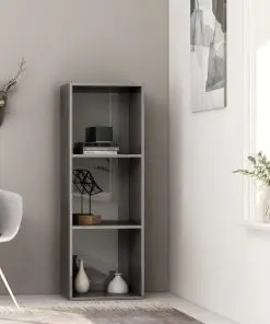 vidaXL 3-Tier Book Cabinet High Gloss Grey 40x30x114 cm Chipboard