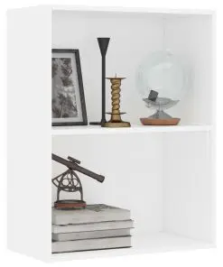 vidaXL 2-Tier Book Cabinet White 60x30x76.5 cm Chipboard