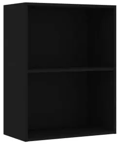 vidaXL 2-Tier Book Cabinet Black 60x30x76.5 cm Chipboard