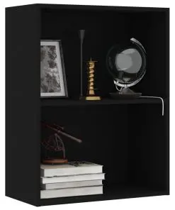 vidaXL 2-Tier Book Cabinet Black 60x30x76.5 cm Chipboard