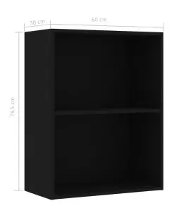 vidaXL 2-Tier Book Cabinet Black 60x30x76.5 cm Chipboard