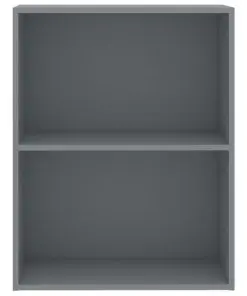 vidaXL 2-Tier Book Cabinet Grey 60x30x76.5 cm Chipboard