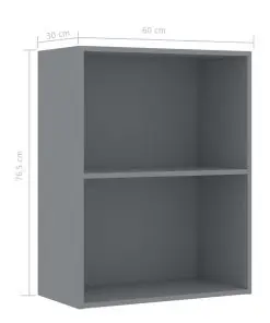 vidaXL 2-Tier Book Cabinet Grey 60x30x76.5 cm Chipboard