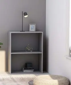 vidaXL 2-Tier Book Cabinet Grey 60x30x76.5 cm Chipboard