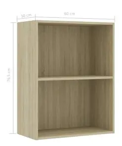 vidaXL 2-Tier Book Cabinet Sonoma Oak 60x30x76.5 cm Chipboard