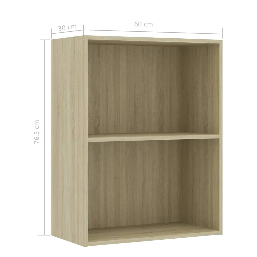 vidaXL 2-Tier Book Cabinet Sonoma Oak 60x30x76.5 cm Chipboard