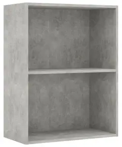 vidaXL 2-Tier Book Cabinet Concrete Grey 60x30x76.5 cm Chipboard