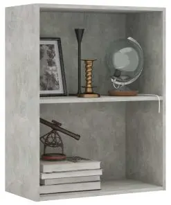 vidaXL 2-Tier Book Cabinet Concrete Grey 60x30x76.5 cm Chipboard